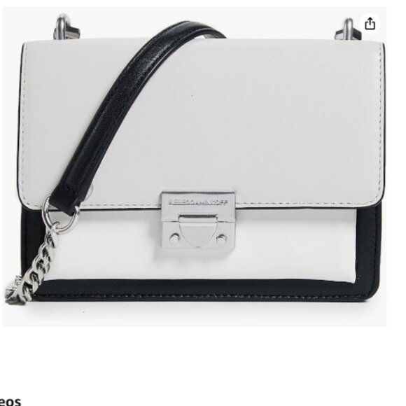 Rebecca Minkoff‎ Christy SM Handbag Black White Grey Leather Crossbody Women's - Picture 1 of 15